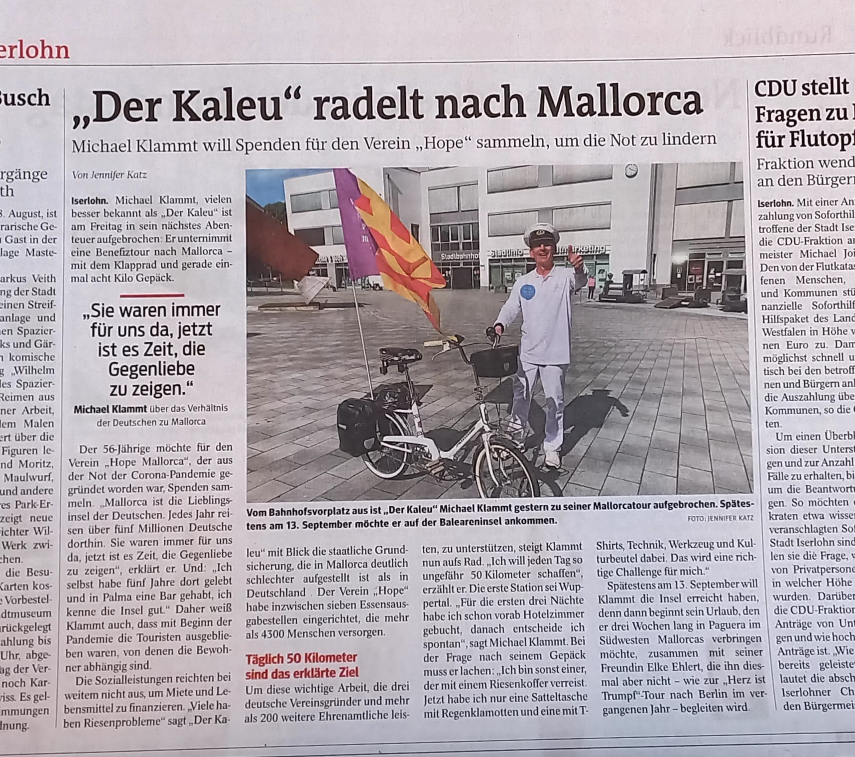 Der Kaleu radelt nach Mallorca ( IKZ vom 31.07.21 )